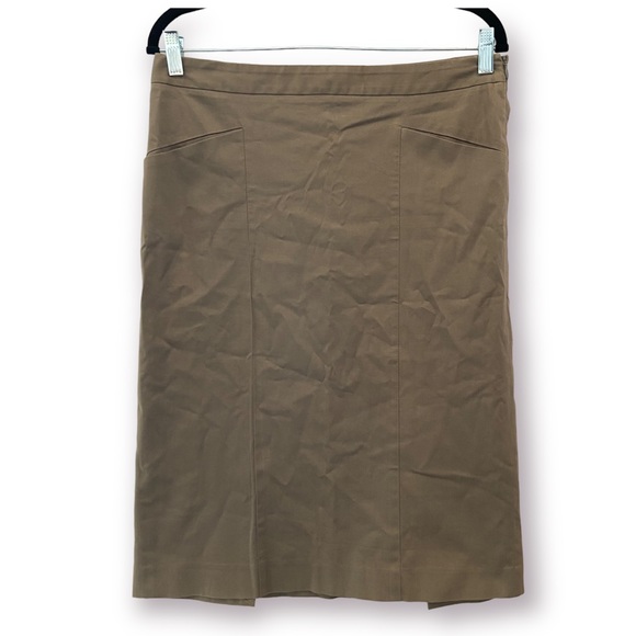 THEORY Tan Cotton Straight Knee Length Pencil Skirt Size 10 - Picture 1 of 6